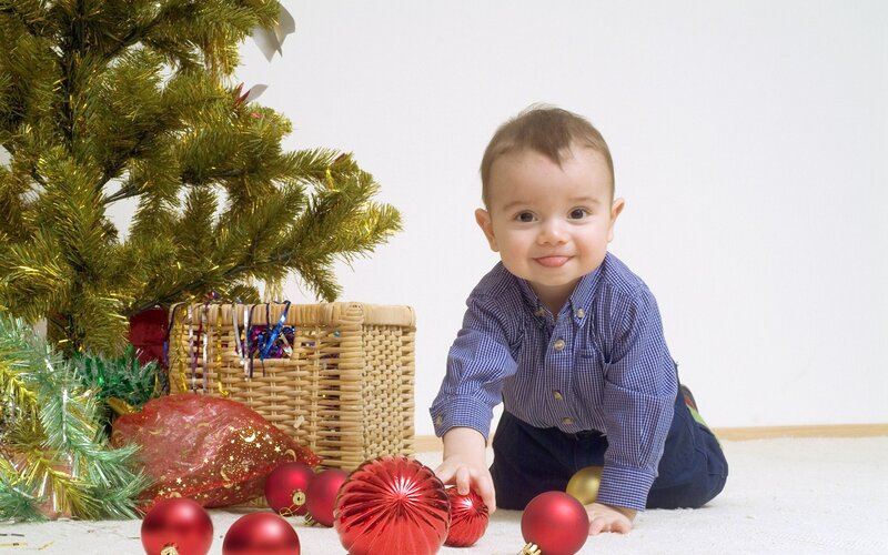 Baby Crawling Near Tree