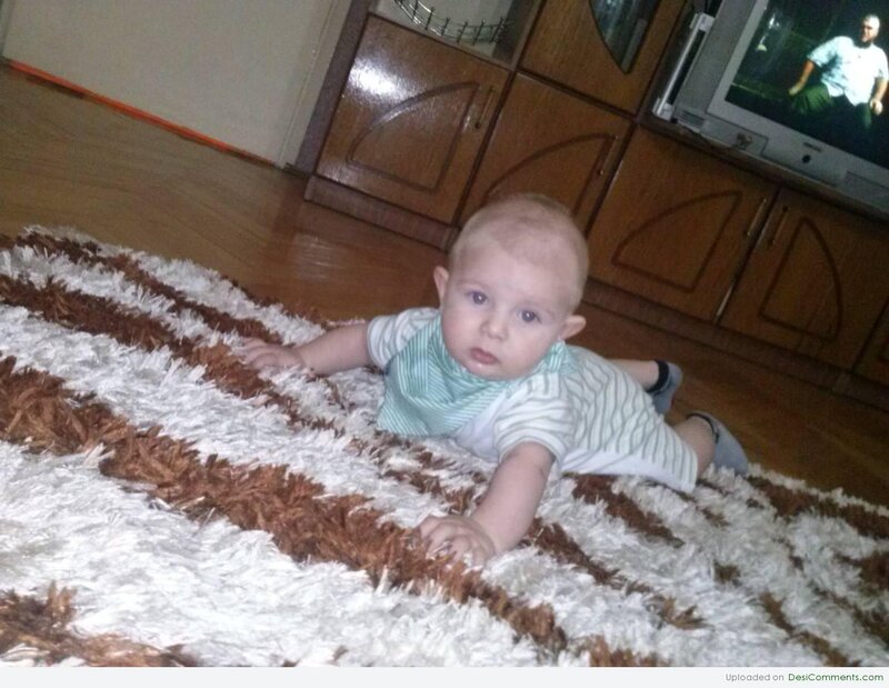 Baby Crawling on Rug — Brown