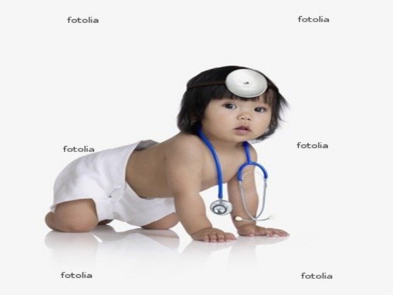 Baby Crawling with Stethoscope