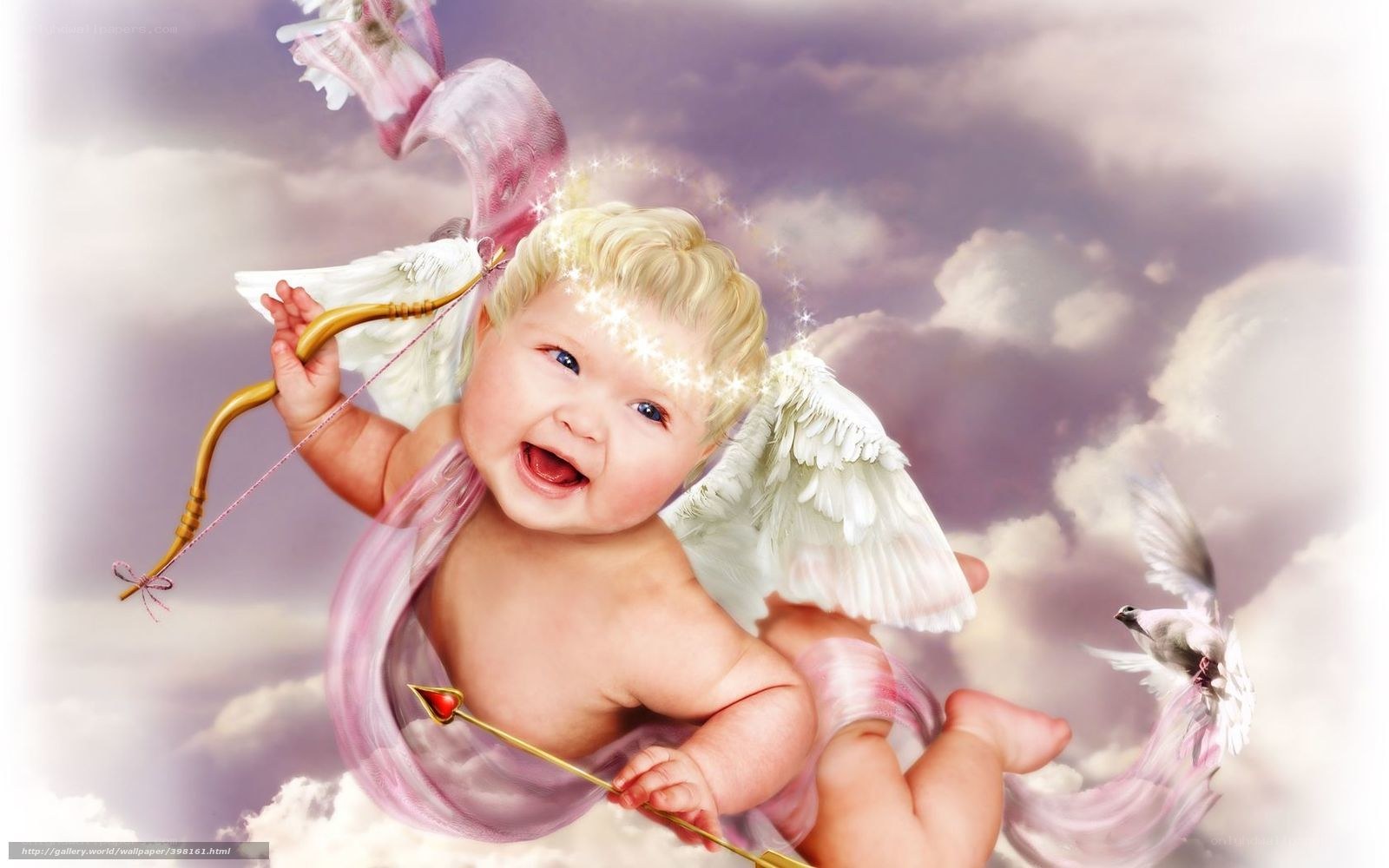 Baby Cupid in the clouds