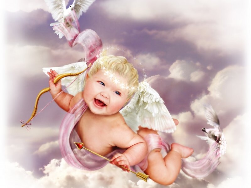 Baby Cupid with Wings — White