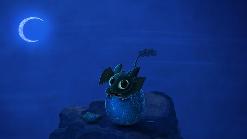 Baby Dragon Hatching — Blue, Serene