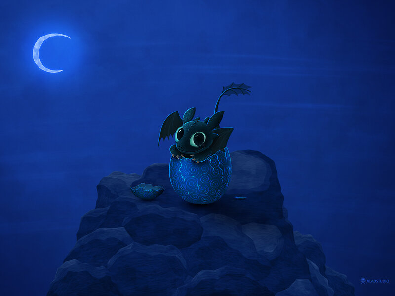 Baby Dragon Hatching — Blue