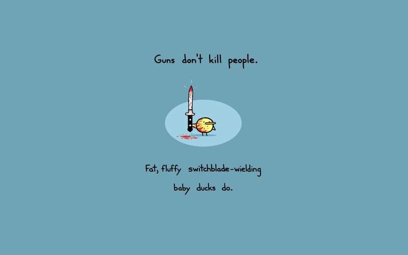 Baby duck with knife