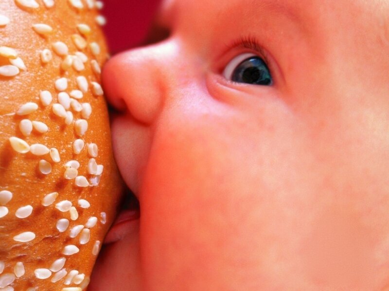 Baby Eating Bun