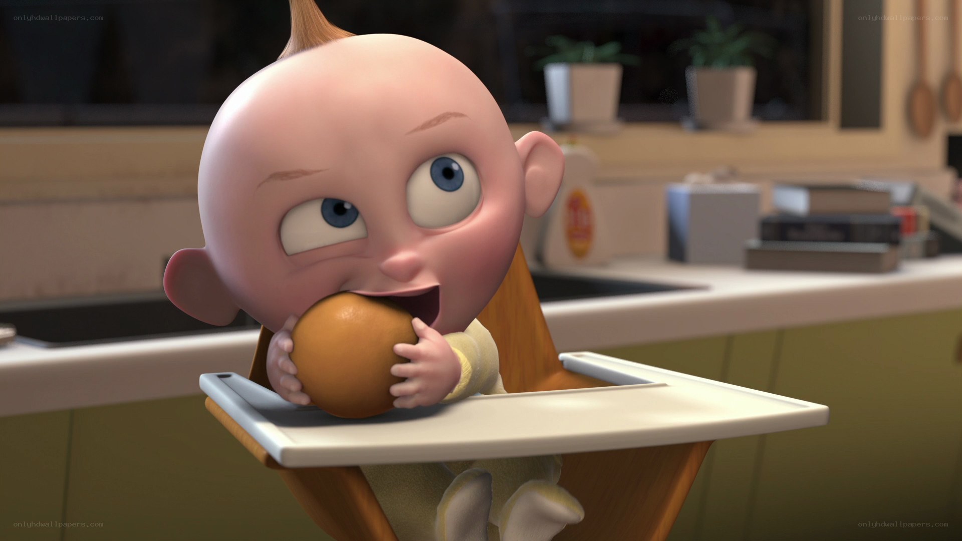 baby eating orange