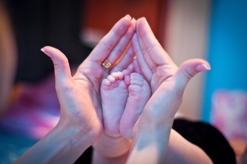 Baby Feet in Hands — Pink
