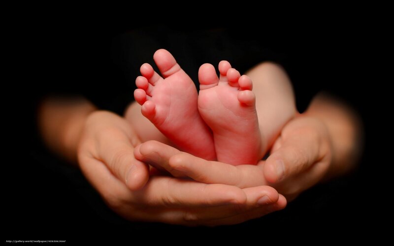 Baby feet in hands