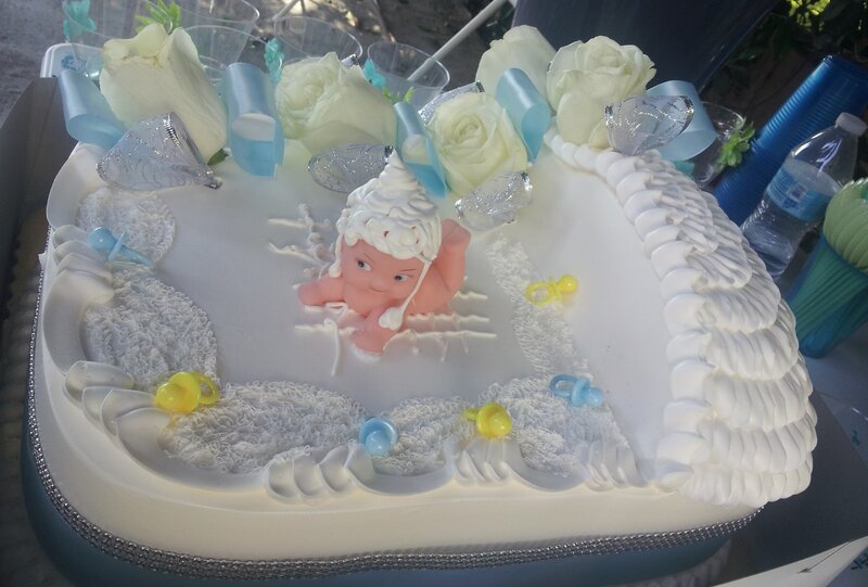 Baby Figurine on Cake — White