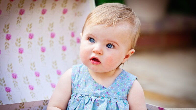 Baby Girl in Dress — Blue, Calm