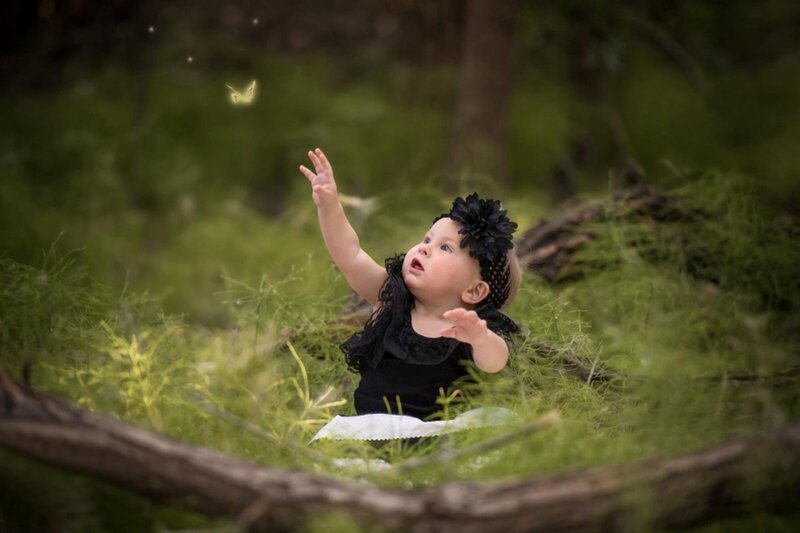 Baby Girl in Forest — Green