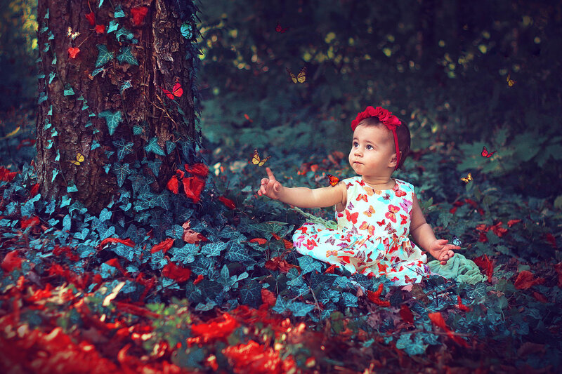 Baby Girl in Forest