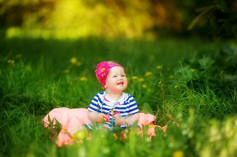 Baby Girl in Grass — Green, Serene, Afternoon