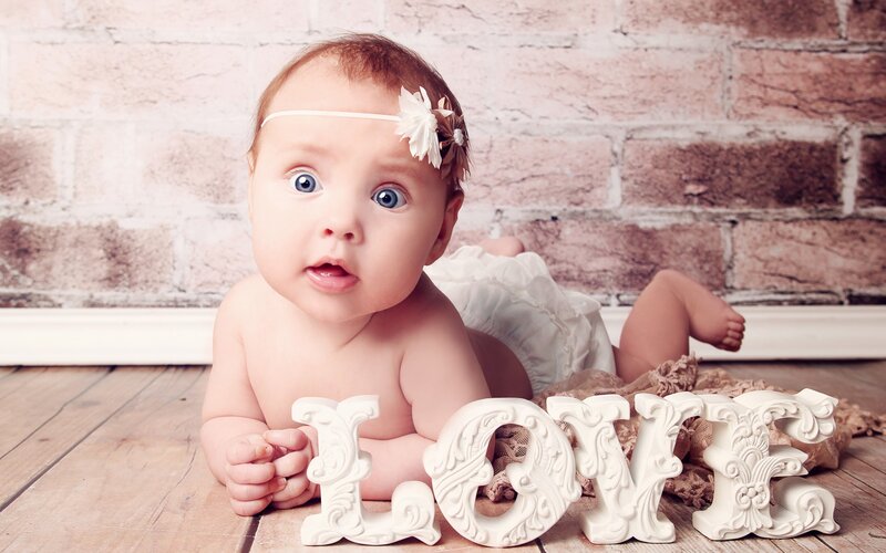Baby Girl on Floor — White