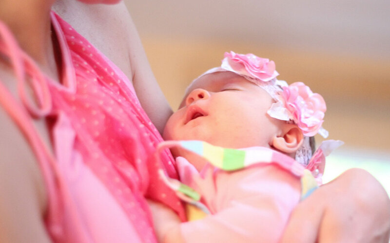 Baby Girl Sleeping — Pink