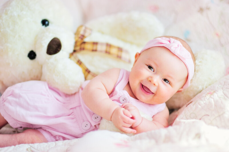 Baby Girl Smiling — Pink
