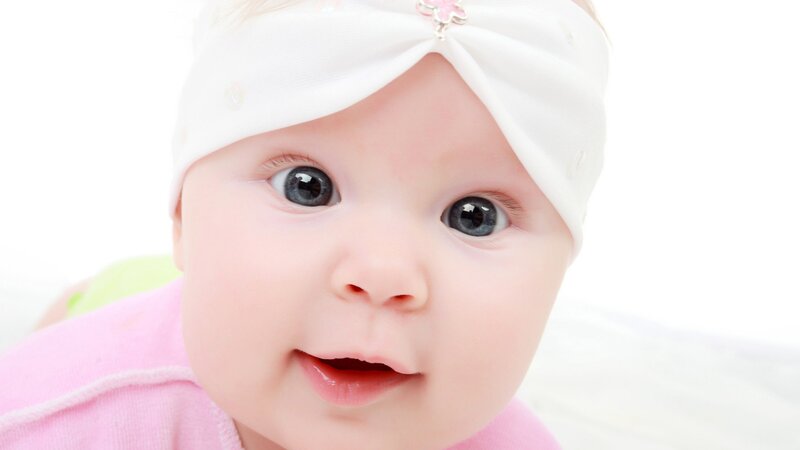 Baby Girl Wearing Hat — White