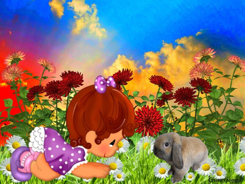 Baby Girl with Bunny