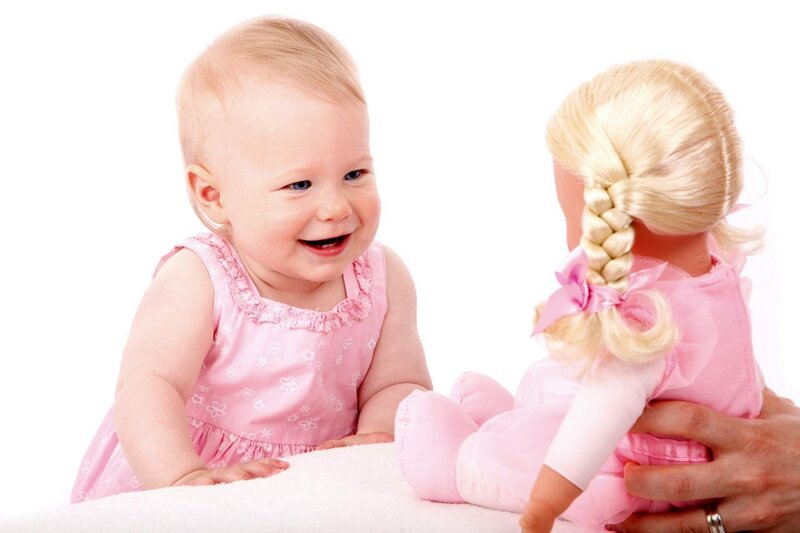 Baby Girl with Doll — Pink