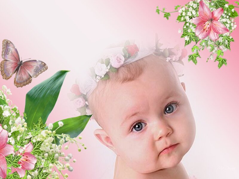 Baby Girl with Flower Crown — Pink, Serene