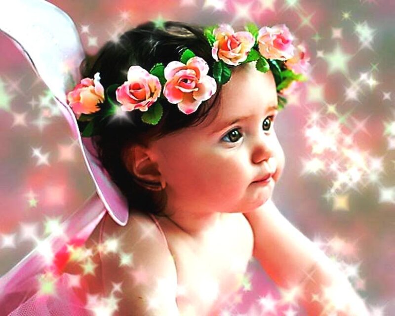 Baby Girl with Flower Crown