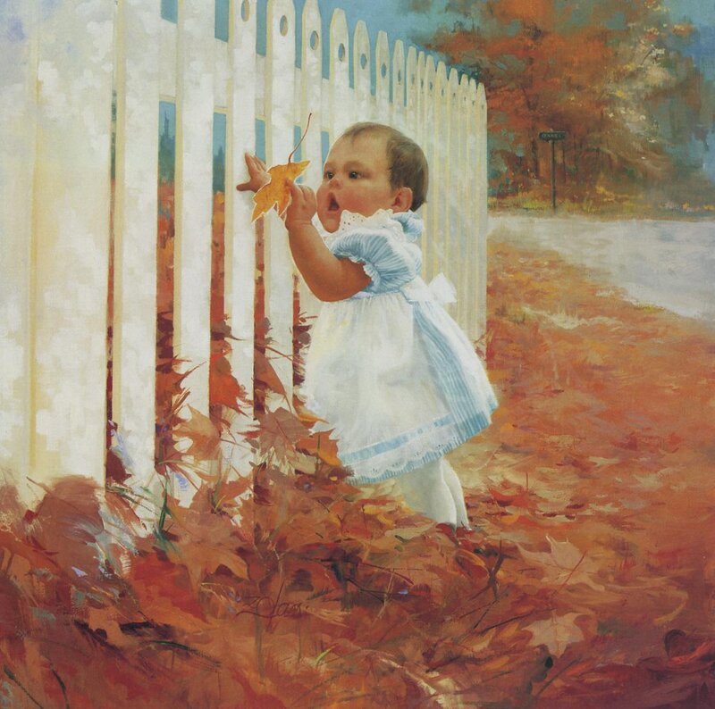 Baby Girl with Leaf