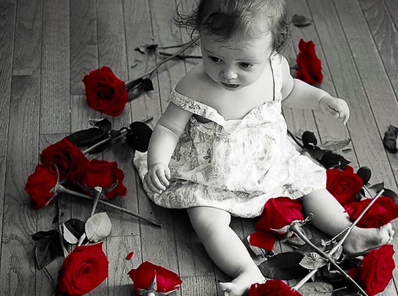 Baby Girl with Roses
