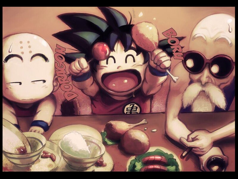 Baby Goku Eating Chicken