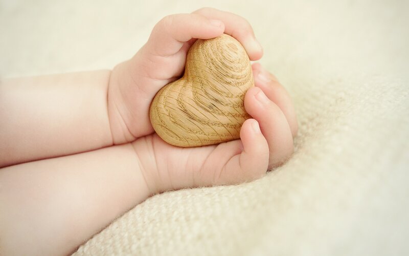 Baby Hands Holding Heart — Beige, Calm