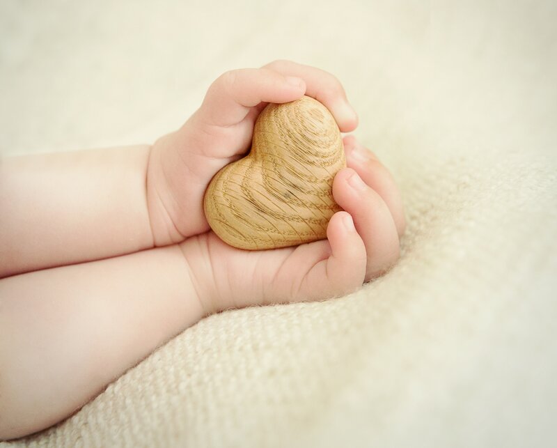 Baby Hands Holding Heart — Beige