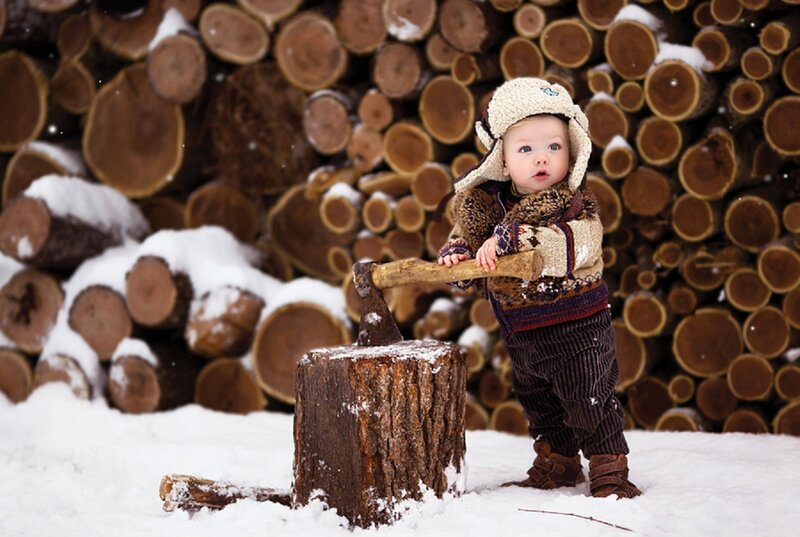 Baby Holding Axe