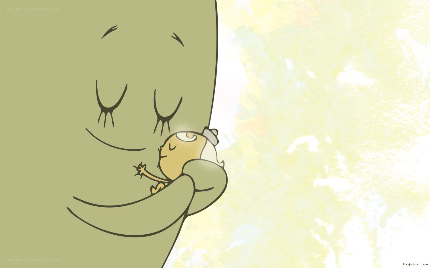 Baby hugging a giant