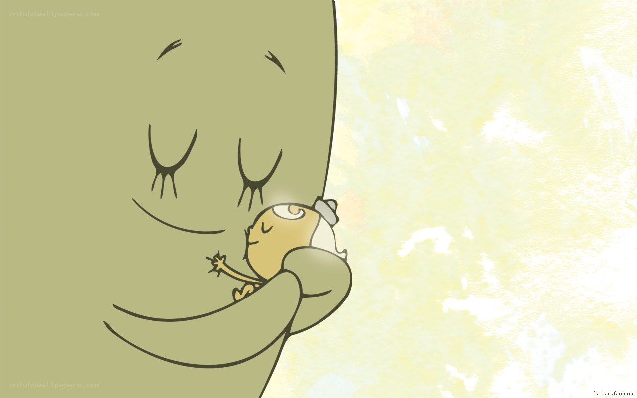 Baby hugging a giant