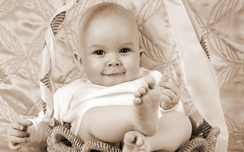 Baby in a Basket — Sepia