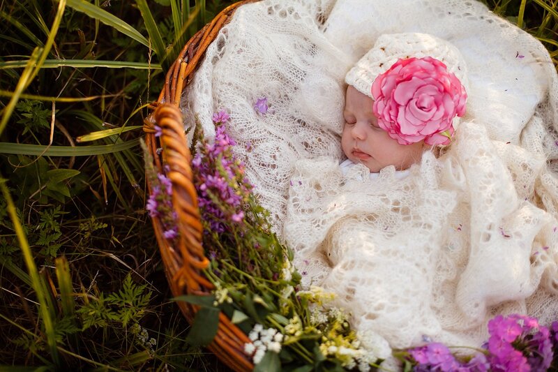 Baby in a Basket — White, Serene, Afternoon