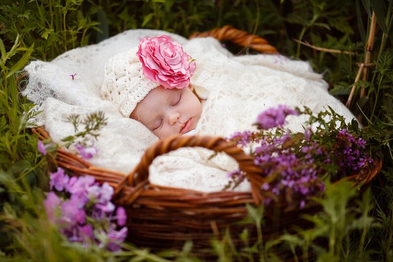 Baby in a Basket — White, Serene
