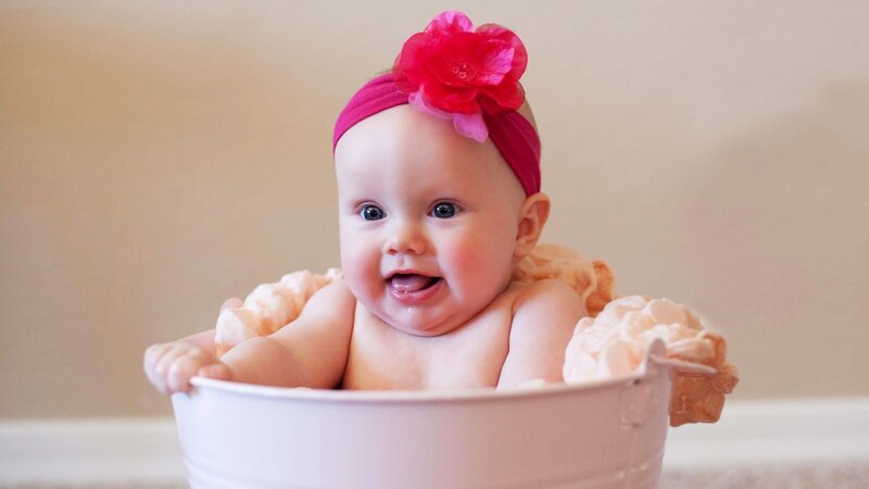 Baby in a Bucket — Pink, Happy