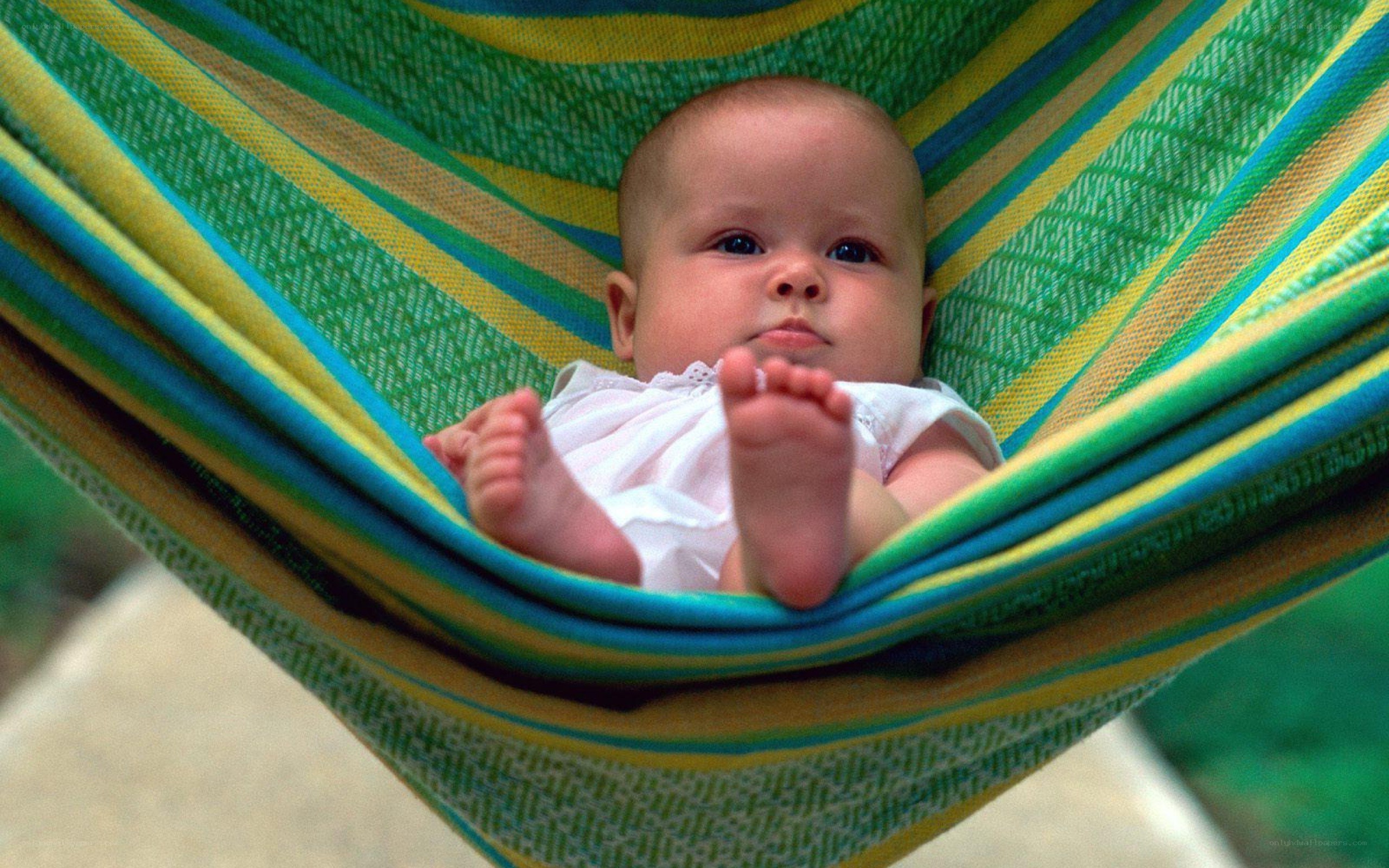 Baby in a colorful hammock