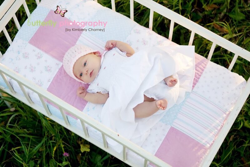 Baby in a crib outdoors