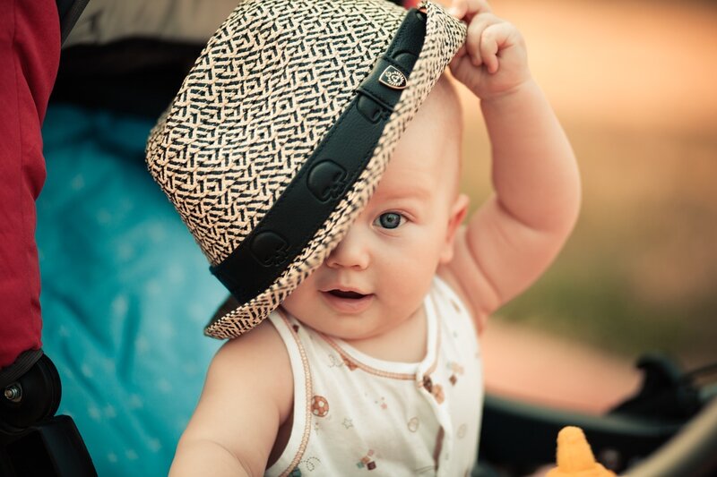 Baby in a straw hat