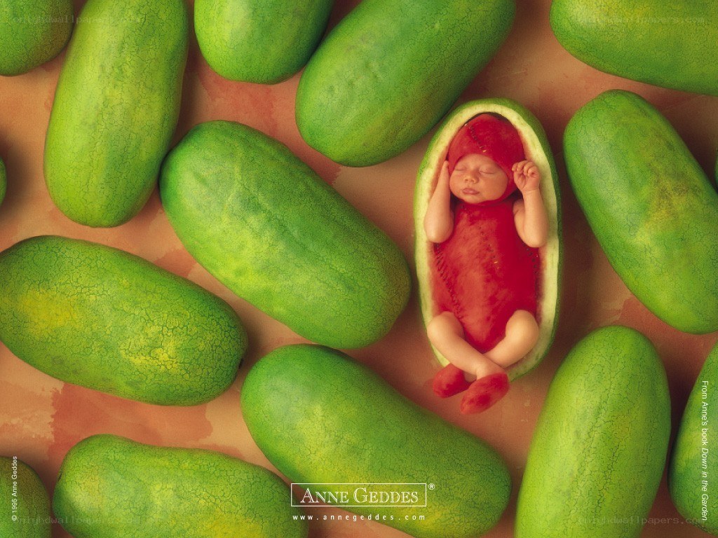 Baby in a watermelon slice