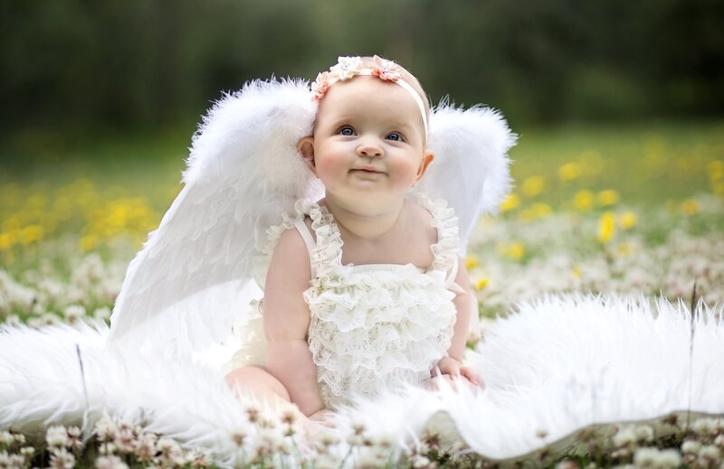Baby in Angel Costume — White, Serene, Spring