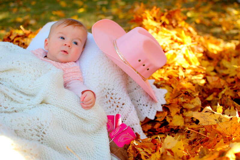 Baby in Autumn Leaves — White