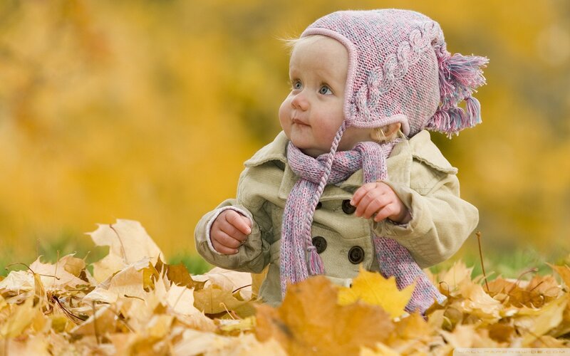 Baby in Autumn Leaves — Yellow