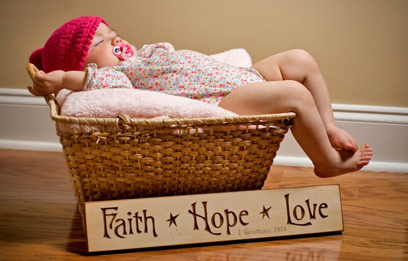 Baby in Basket — Brown, Serene