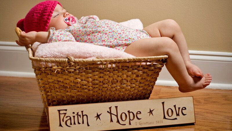 Baby in Basket — Pink, Serene