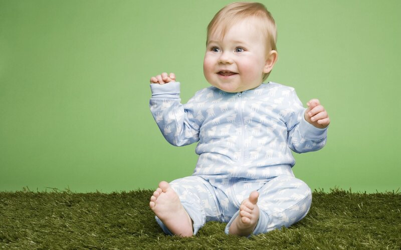 Baby in blue onesie
