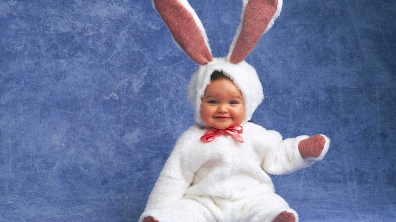 Baby in bunny costume