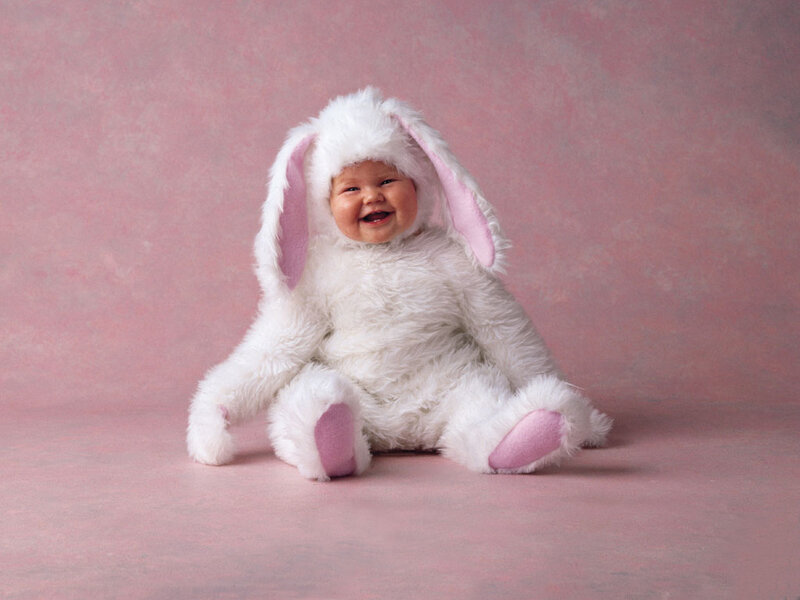 Baby in bunny costume