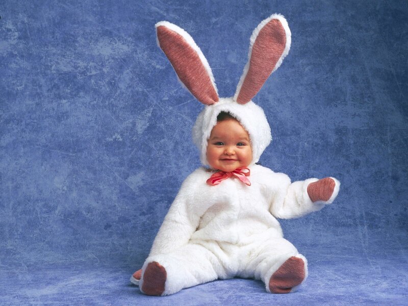 Baby in bunny costume